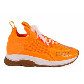 45 12 NEW $995 NEW VERSACE MENS Orange Neon CHAIN REACTION Cross Chunky SNEAKERS