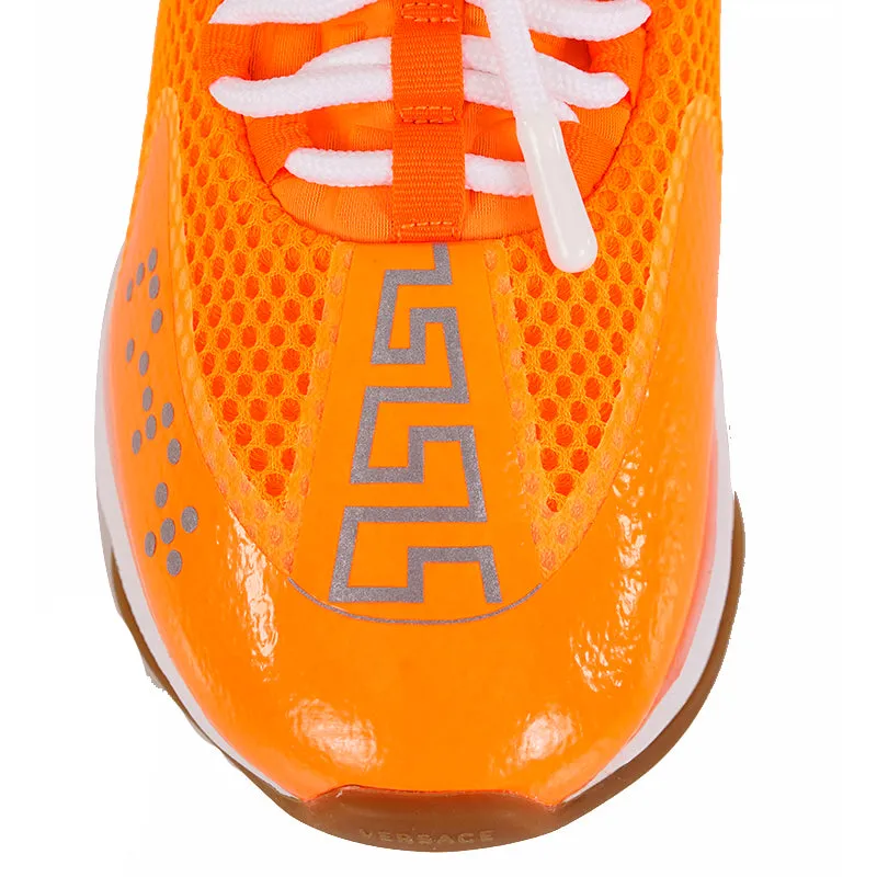 45 12 NEW $995 NEW VERSACE MENS Orange Neon CHAIN REACTION Cross Chunky SNEAKERS