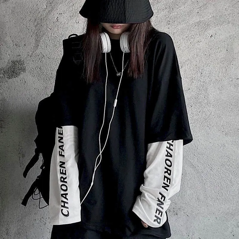Aidase  Long Sleeve Fake Two-piece T Shirt Striped Big Shirts Men Clothing Men Fashion  New Oversized Tees Clothes Tshirt