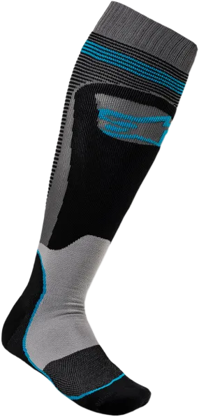 ALPINESTARS MX Plus 1 Socks - Black/Cyan - Large/2XL 4701820-1079L2X