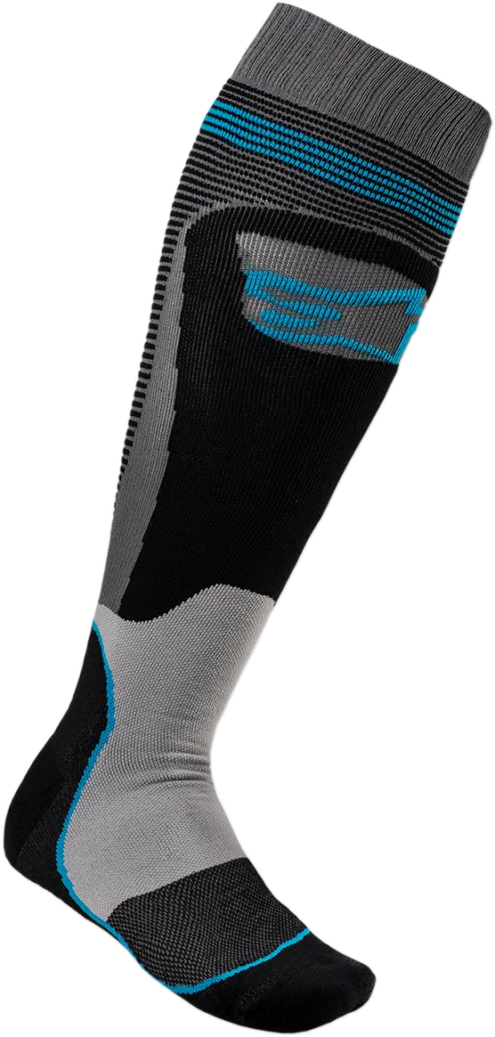 ALPINESTARS MX Plus 1 Socks - Black/Cyan - Large/2XL 4701820-1079L2X
