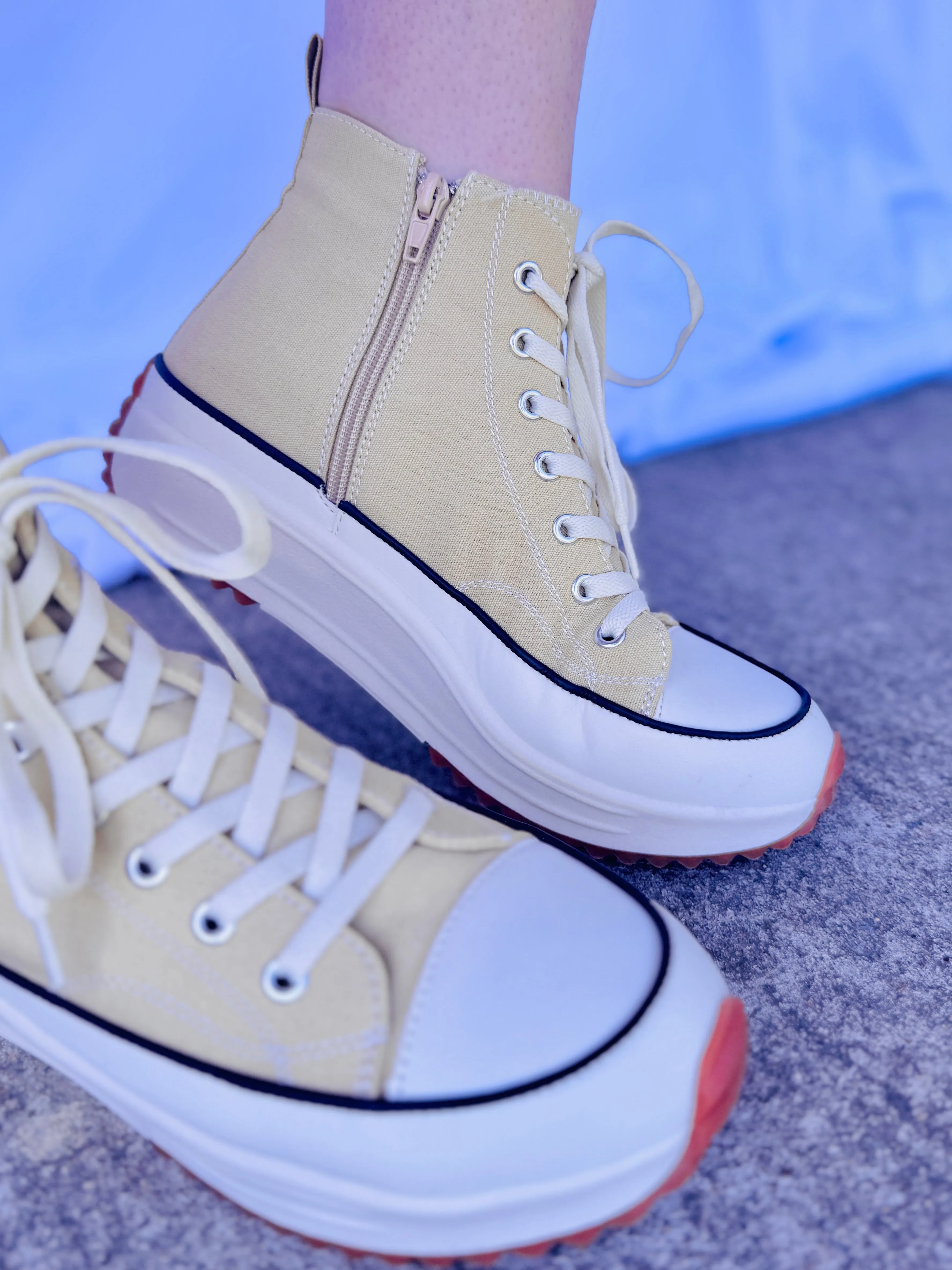 Aubrey High Rise Beige Tennis Shoes