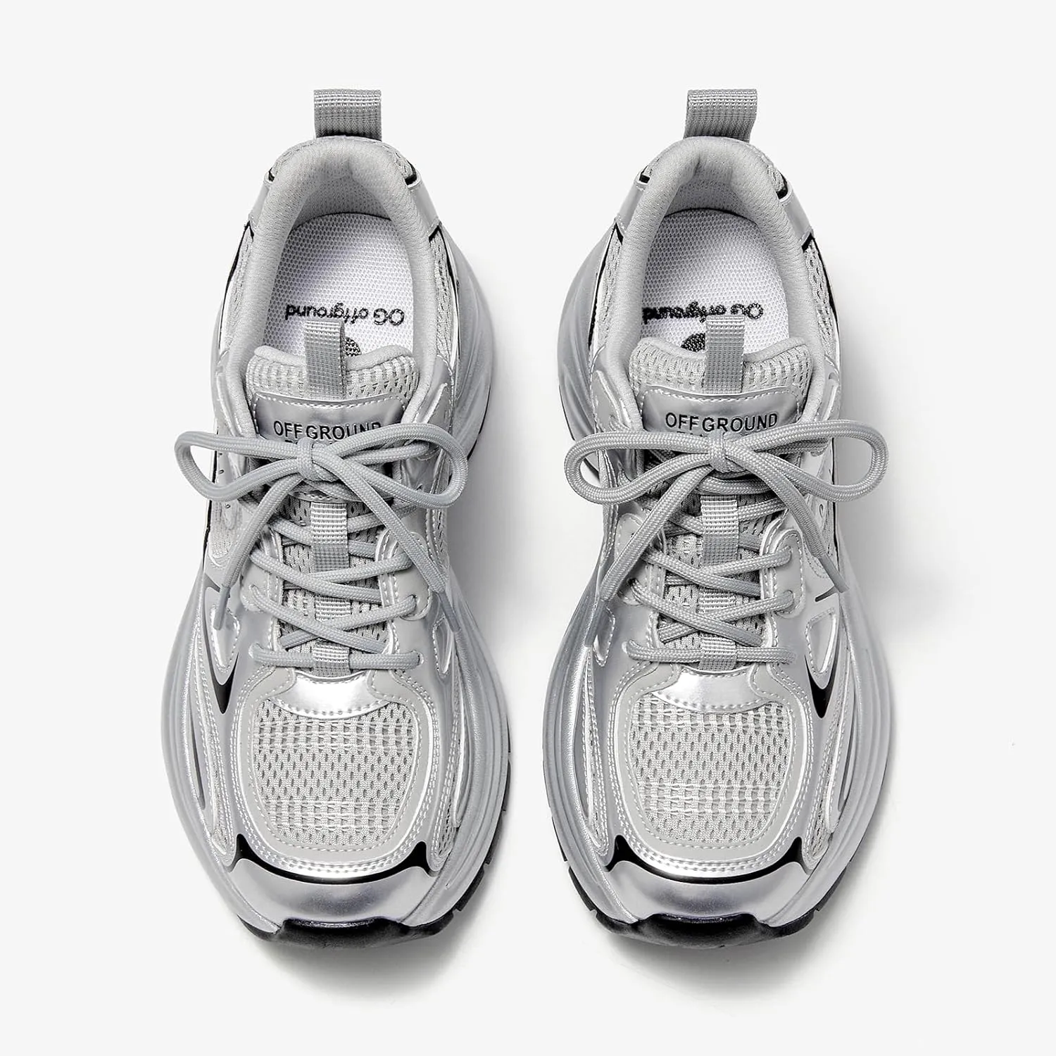 BEAU TODAY Womens Platform Fashion Sneakers, Chunky Leather Walking Shoes for Women, Casual Dress Comfortable Non-Slip Lace-up Mesh Running Gym Shoes