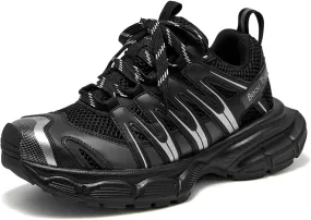 BEAU TODAY Women's Walking Shoes, Chunky Platform Fashion Sneakers for Women, Comfortable Casual Lightweight Lace-up Gym Workout Athletic Tennis Shoes