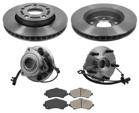 Carbon Brake Rotors Pads Wheel Hub Bearings for 07 2008 2009 2010 Jeep Wrangler