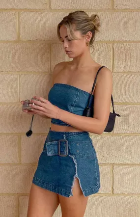 Elouise Buckle Denim Mini Skirt