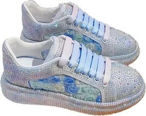 Fashion Glitter Sparkly Sneakers for Women Bling Sparkle Tennis Shoes Wedding Bridal Ladies Bride Sneakers Dressy Casual Trendy Cute Fashion Sneakers Low Top Bling Flat Loafers Snea