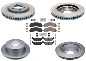 Front & Rr Coated Brake Disc Rotors Brake Pad Set for Ford Raptor 2022 2023 2024