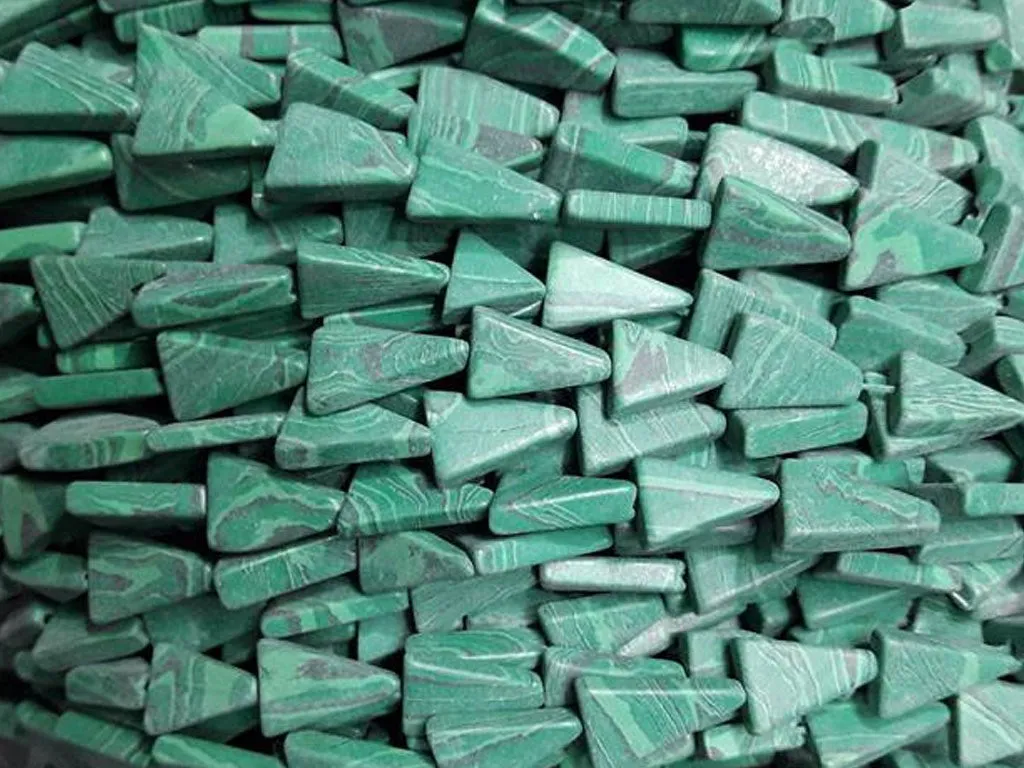 Green Triangular Glass Beads