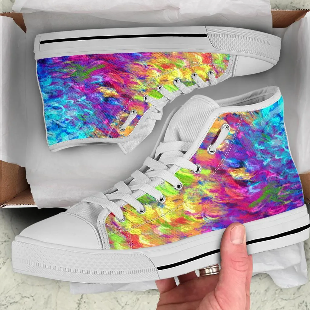 High Top Sneakers - Artist's Shoes | Adult Rainbow Sneakers, Woman's Colorful Sneakers, Custom Sneakers Women, Custom Women's Sneakers