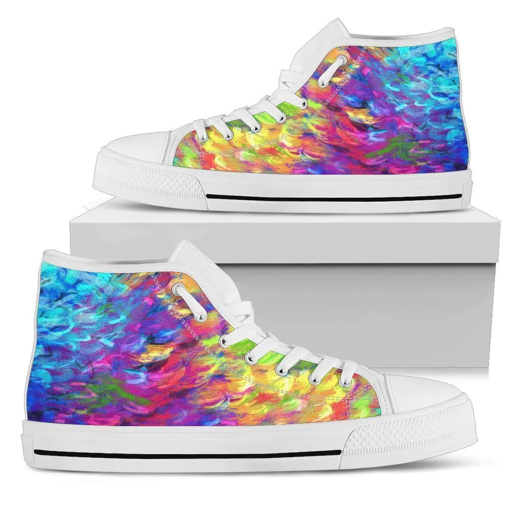 High Top Sneakers - Artist's Shoes | Adult Rainbow Sneakers, Woman's Colorful Sneakers, Custom Sneakers Women, Custom Women's Sneakers