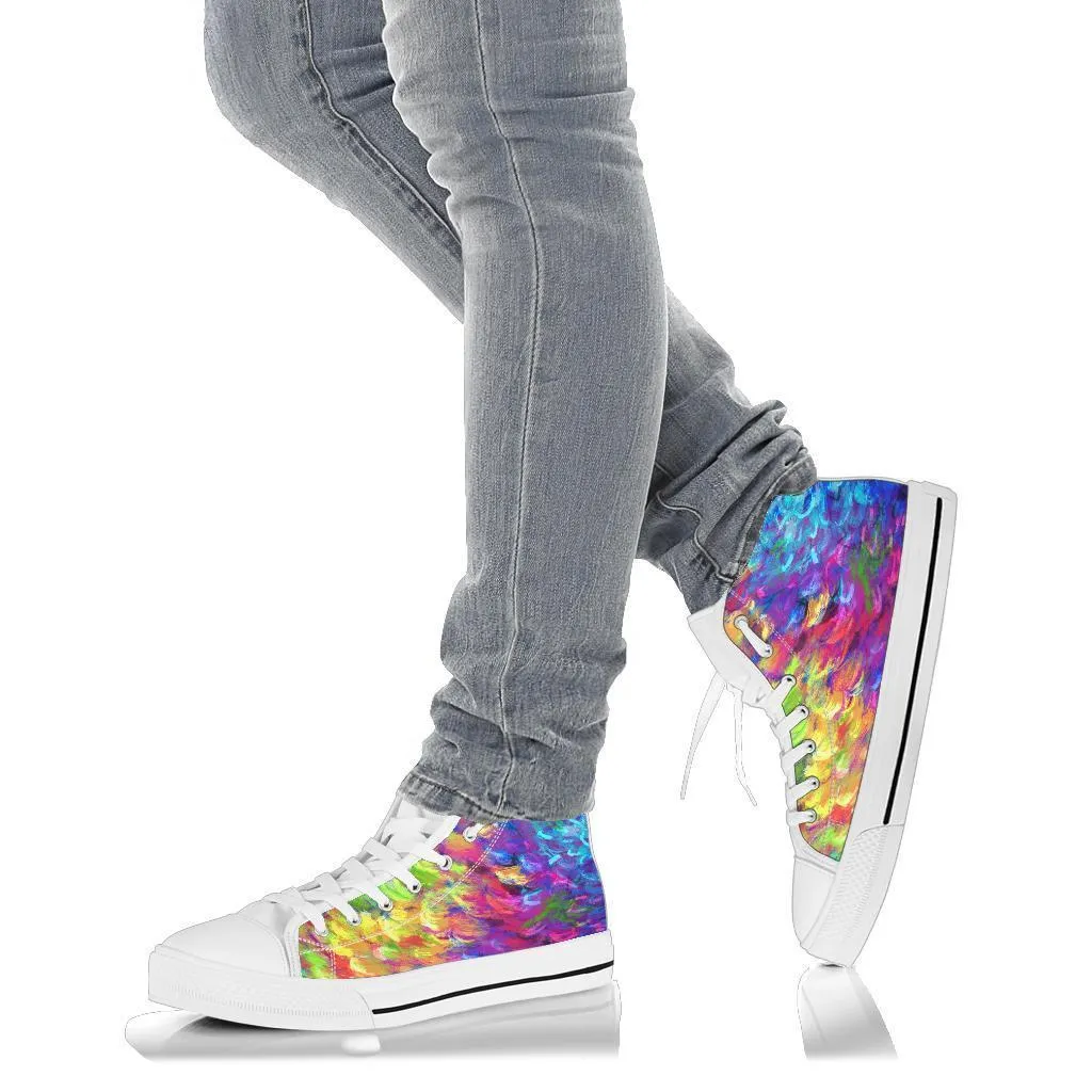 High Top Sneakers - Artist's Shoes | Adult Rainbow Sneakers, Woman's Colorful Sneakers, Custom Sneakers Women, Custom Women's Sneakers