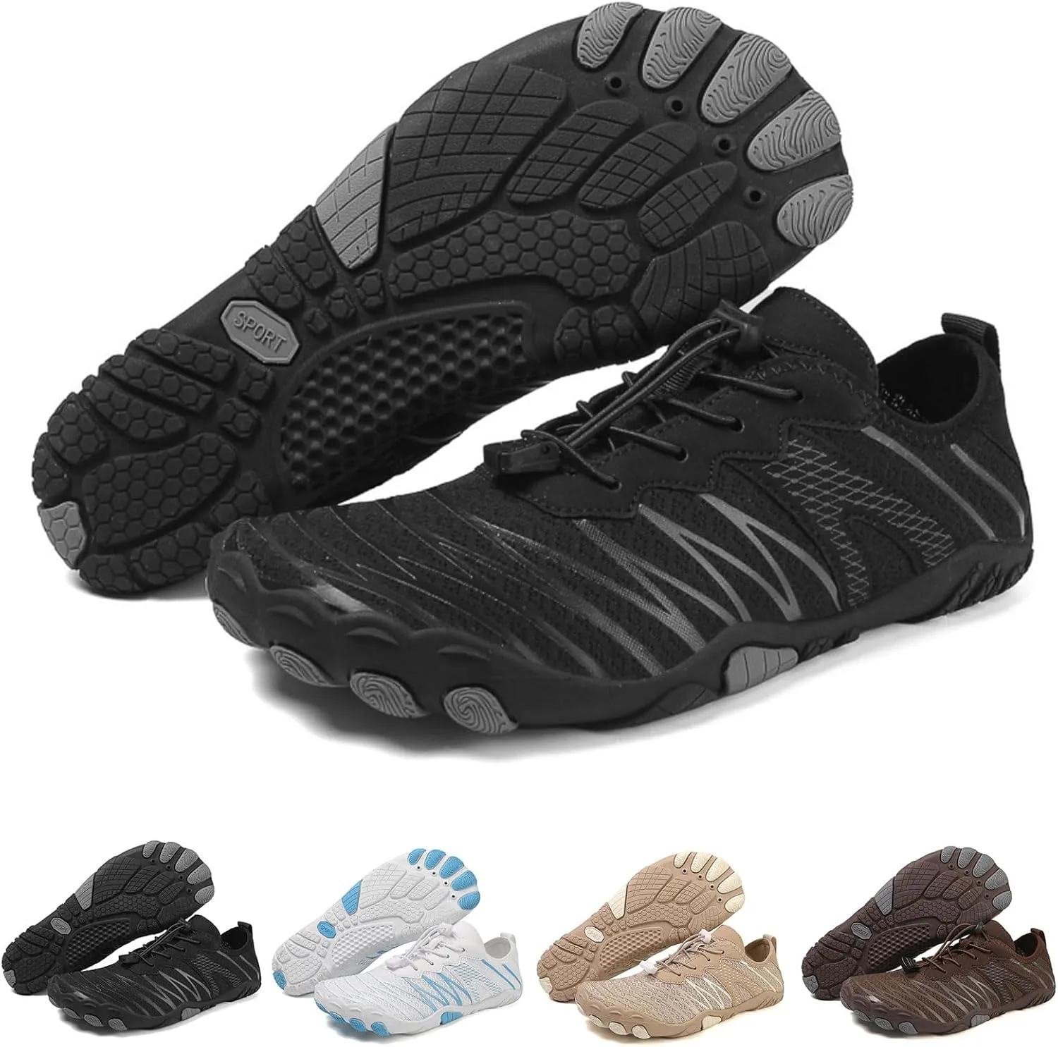 Hike Barefoot Shoes for Women Men Wide Toe Water Non Slip Shoes Breathable Lightweight Athletic Footwear Swimming Beach Sports Shoe Grounded Comfort wear