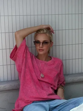 Loose Summer Old Casual Washed Minimalist Short Sleeve Cotton Women's T-shirt
