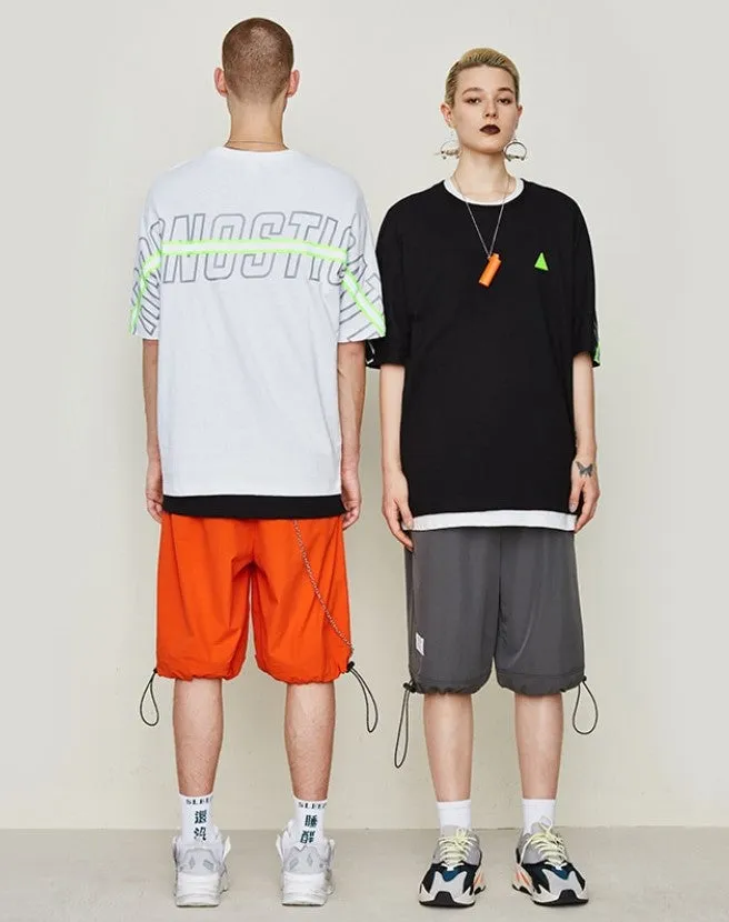 Men's Summer Drop Shoulder Short-Sleeved Loose T-Shirt With Reflective Stripe