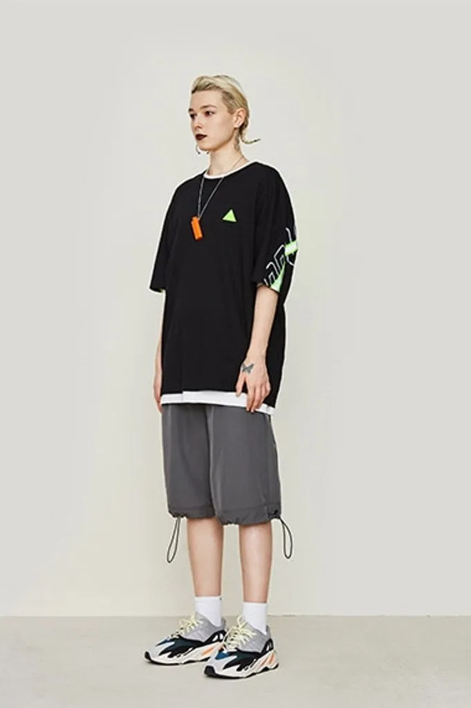 Men's Summer Drop Shoulder Short-Sleeved Loose T-Shirt With Reflective Stripe