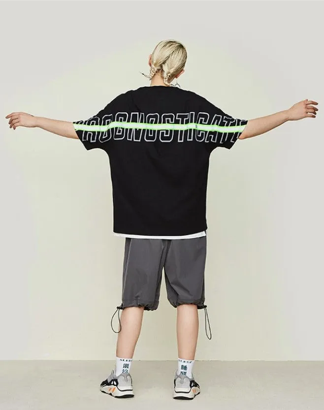 Men's Summer Drop Shoulder Short-Sleeved Loose T-Shirt With Reflective Stripe