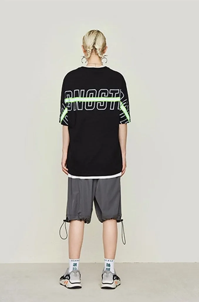 Men's Summer Drop Shoulder Short-Sleeved Loose T-Shirt With Reflective Stripe