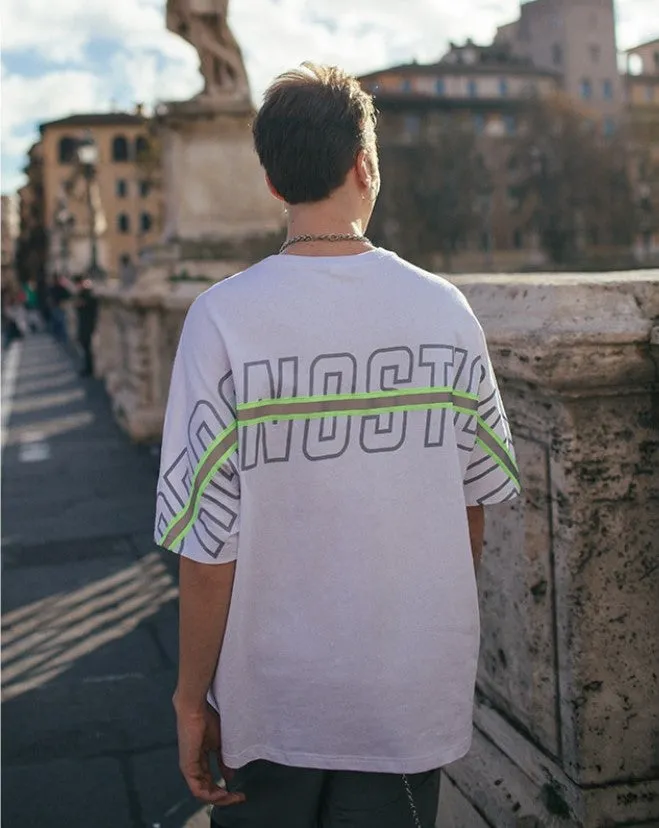 Men's Summer Drop Shoulder Short-Sleeved Loose T-Shirt With Reflective Stripe