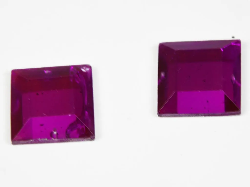 Pink Square Faceted Glass Stone