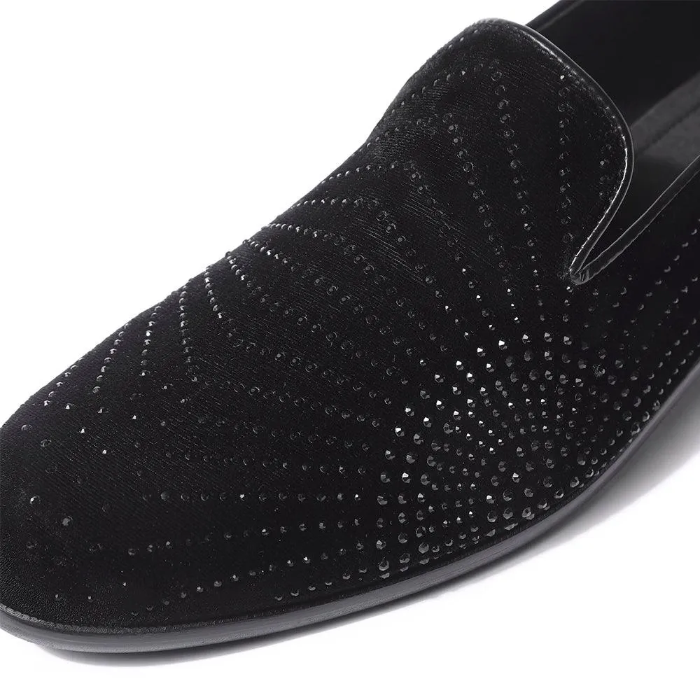 Santori - Black Velvet Sequin Slip-On