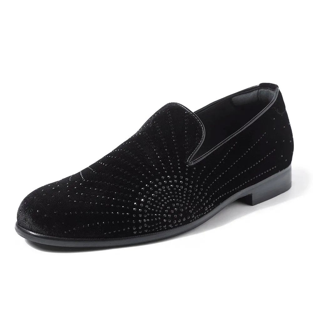 Santori - Black Velvet Sequin Slip-On