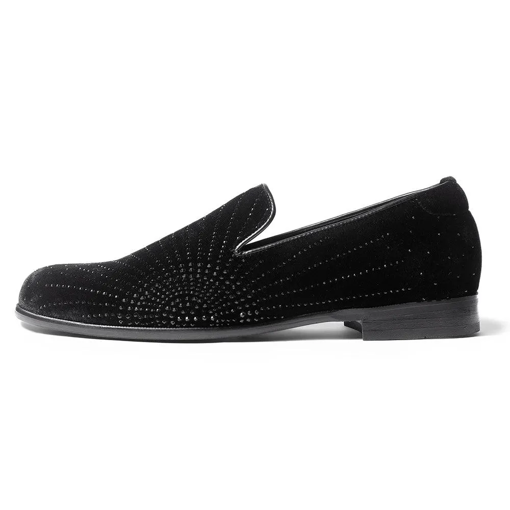 Santori - Black Velvet Sequin Slip-On
