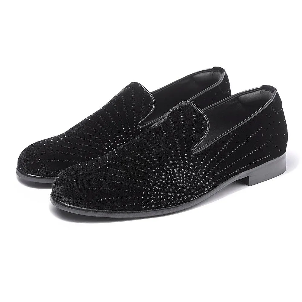 Santori - Black Velvet Sequin Slip-On