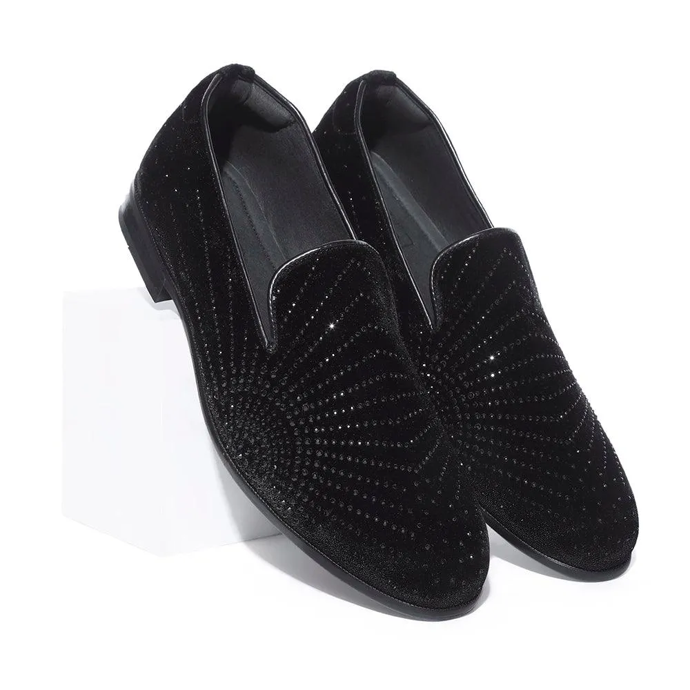 Santori - Black Velvet Sequin Slip-On
