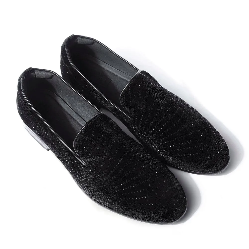 Santori - Black Velvet Sequin Slip-On