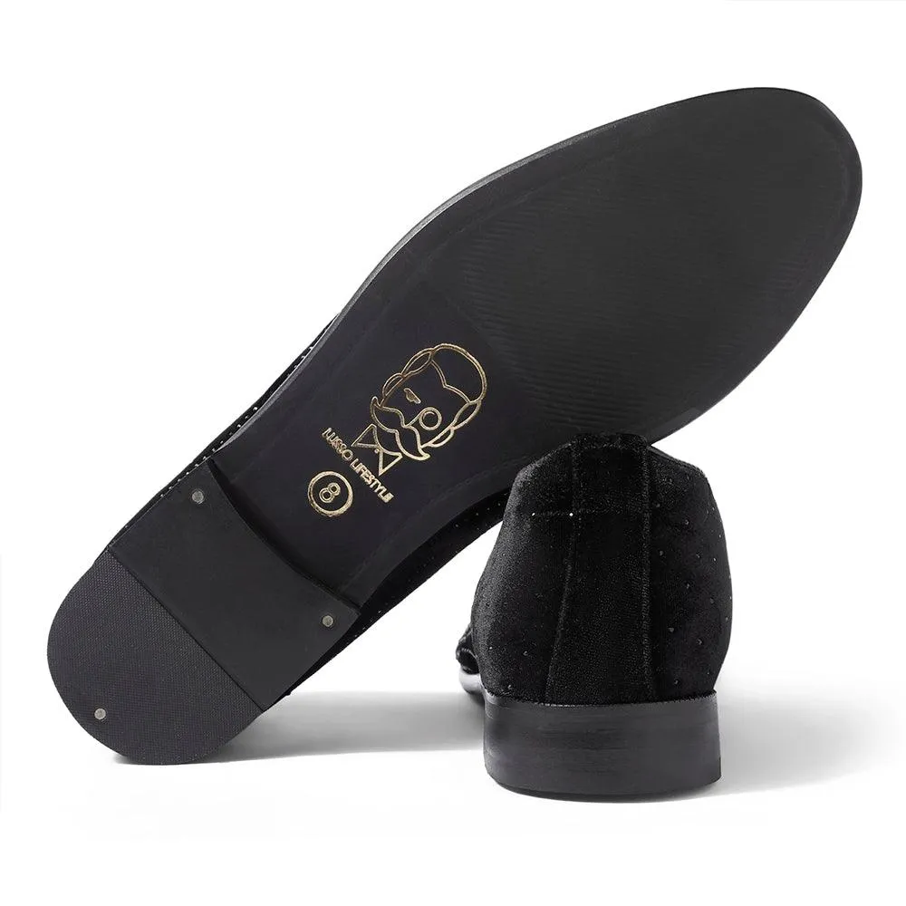 Santori - Black Velvet Sequin Slip-On