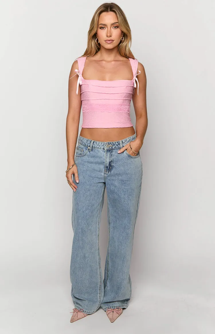 Sonny Mid Wash Low Rise Wide Leg Jeans