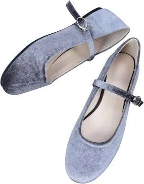 Stunner Women's Leather Dress Flats - Comfortable Square Toe Slip On Mary Jane Work Flats