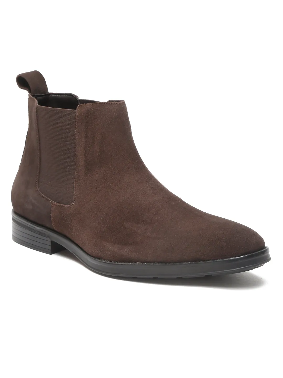 Teakwood Leathers Men Brown Suede Chelsea Boots