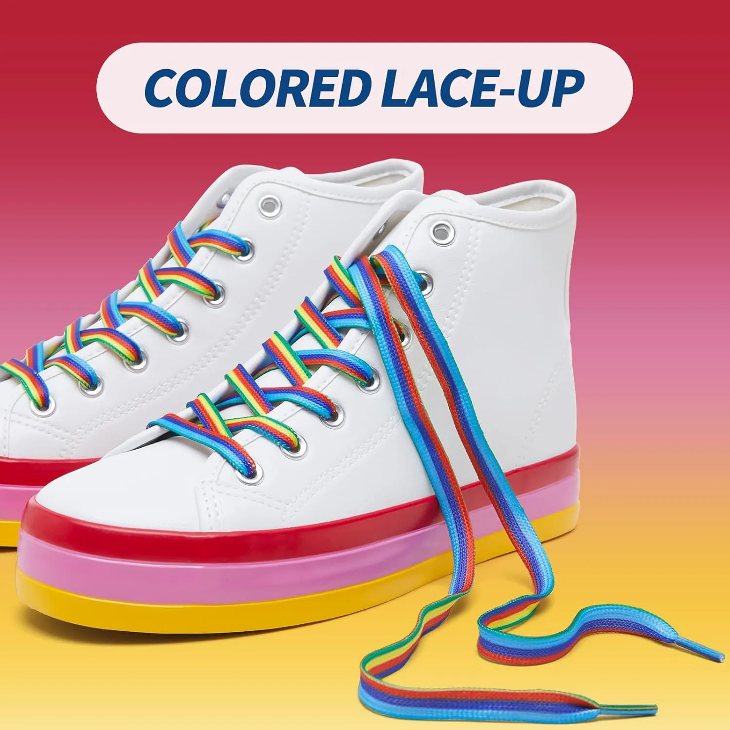 Uoidru Women's Fashion Sneakers High Top Shoes PU Leather White Tennis Shoes Women Casual Walking Rainbow Sneakers for Women