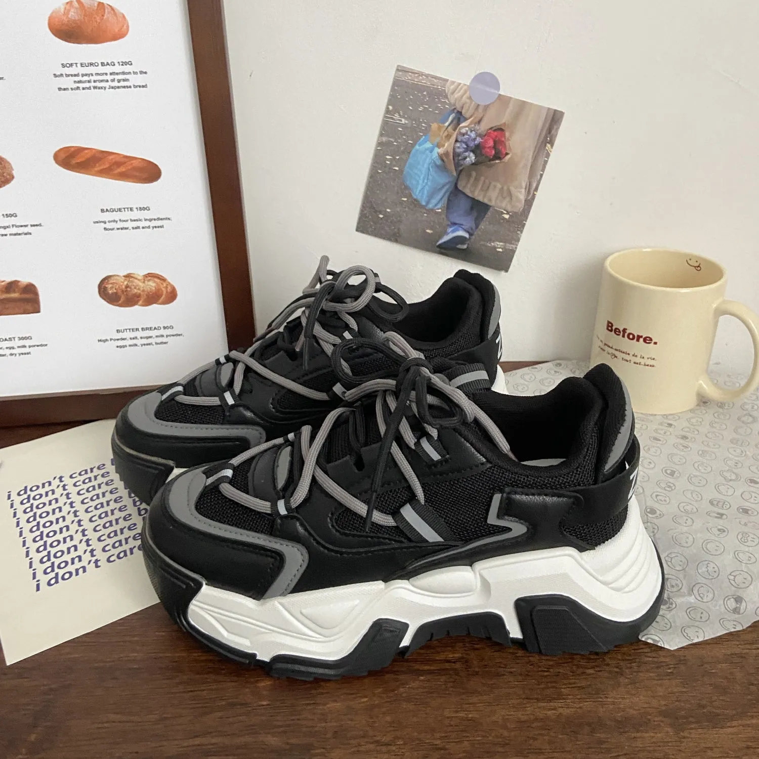 Vintage Heightened Double-mesh Chunky Sneakers