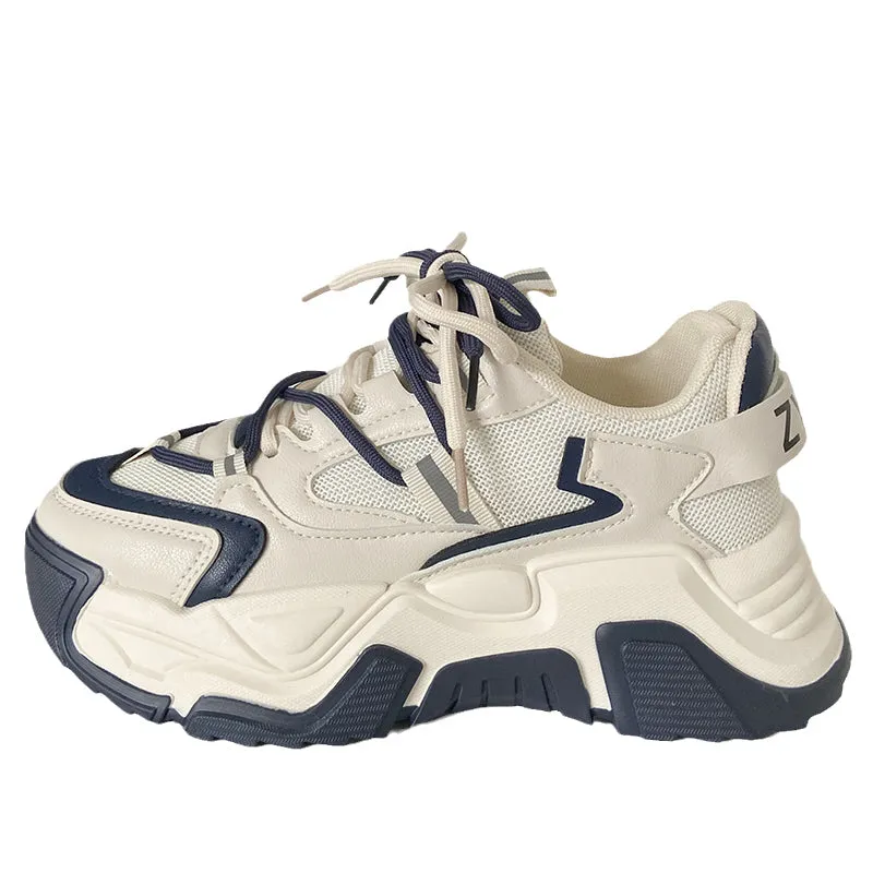 Vintage Heightened Double-mesh Chunky Sneakers