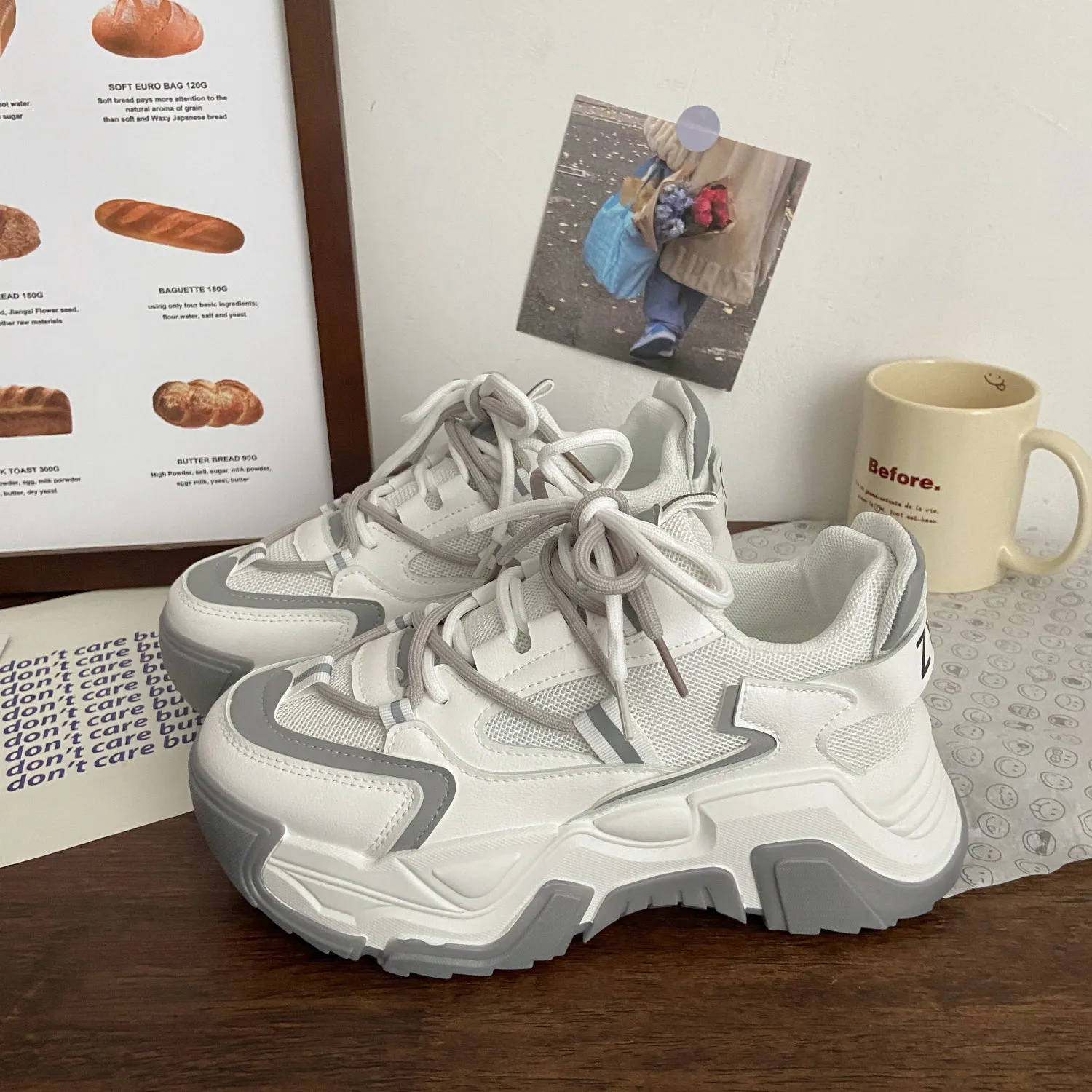 Vintage Heightened Double-mesh Chunky Sneakers