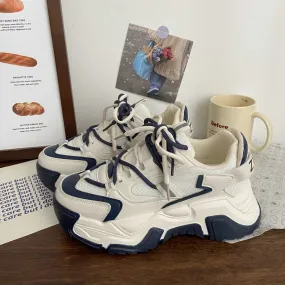 Vintage Heightened Double-mesh Chunky Sneakers