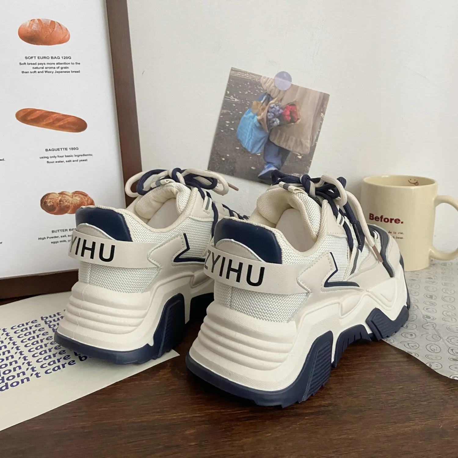 Vintage Heightened Double-mesh Chunky Sneakers