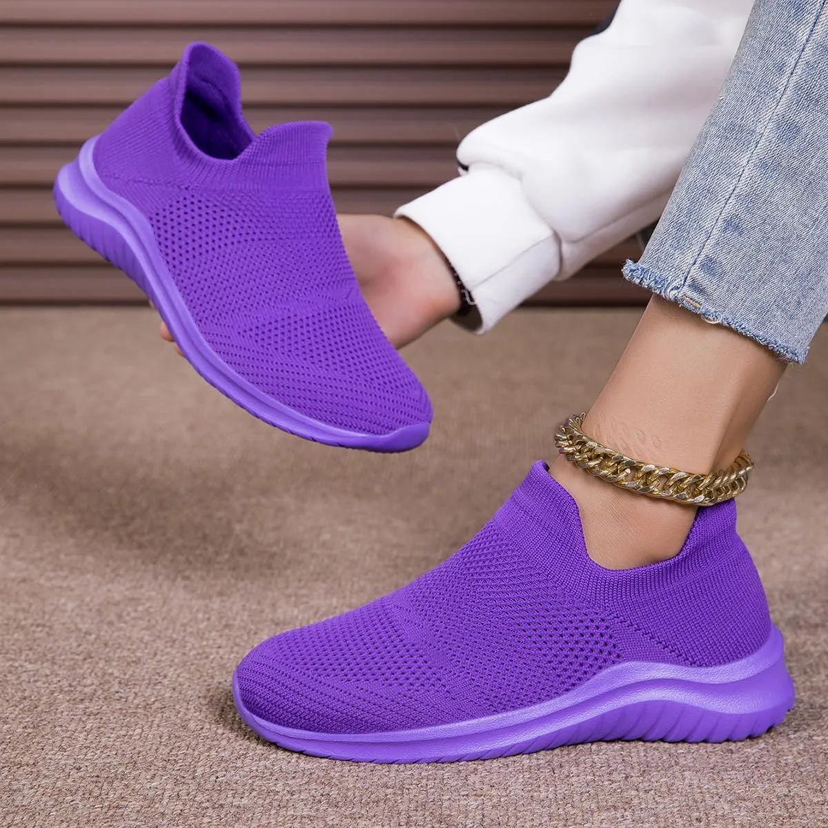 Women's Slip On Sneakers Women, Non Slip Work Shoes Comfortable Lightweight Breathable Casual Shoes for Walking Travel Work