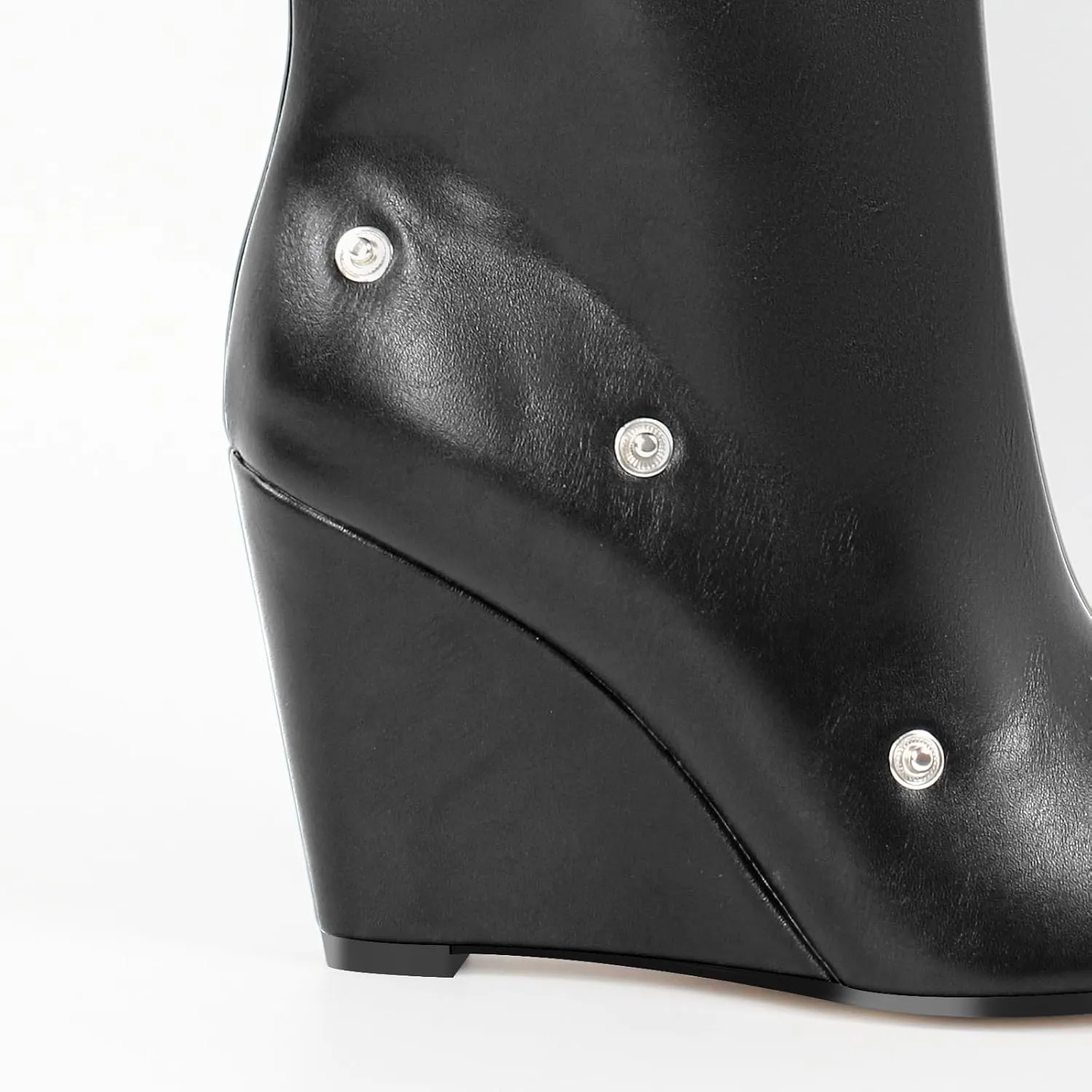 Women's Wedge Heel Knee High Slouchy Foldover Buttons Boots